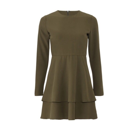 HUTCH Olive Green Cami Long Sleeve Career Mini Dress SIZE 12 - Picture 13 of 13